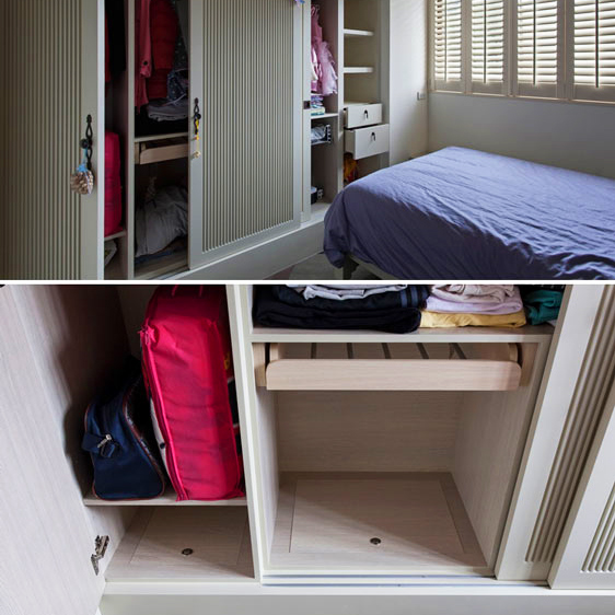 60公分深大衣柜改造成转角旗子书桌的创意方案