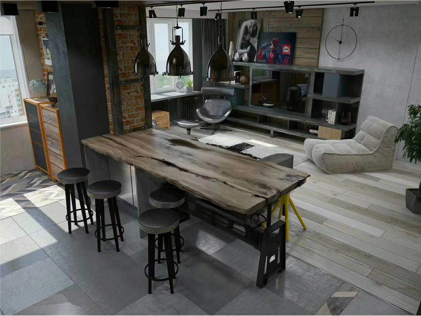 打造时尚实用的岩板导台式餐桌效果图展示