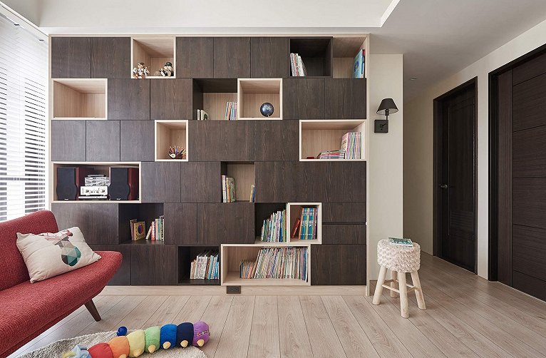 儿童房书房一体化书柜设计效果图赏析