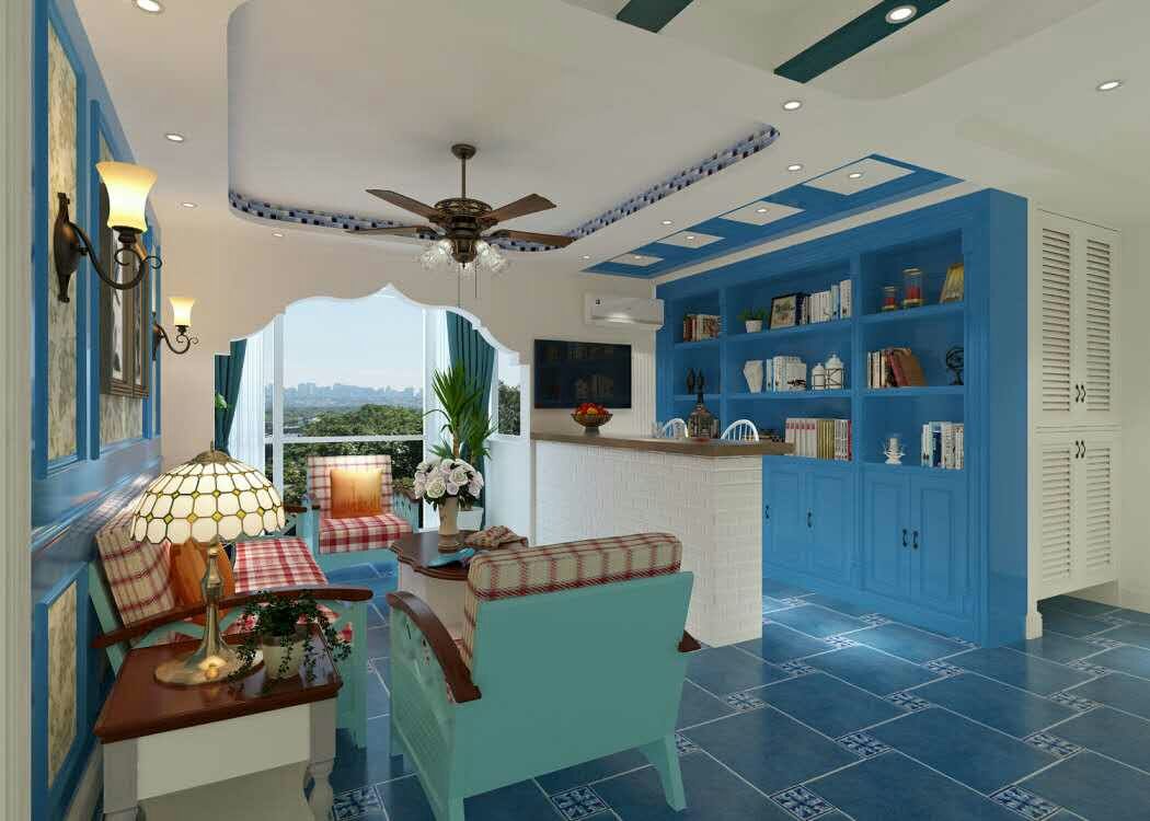 红色搭配天蓝色装修效果图赏析