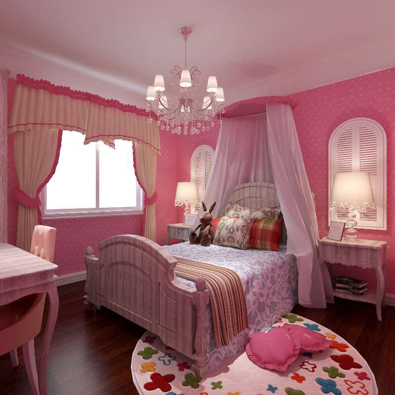 少女风卧室装修灵感：草莓熊主题设计图片欣赏