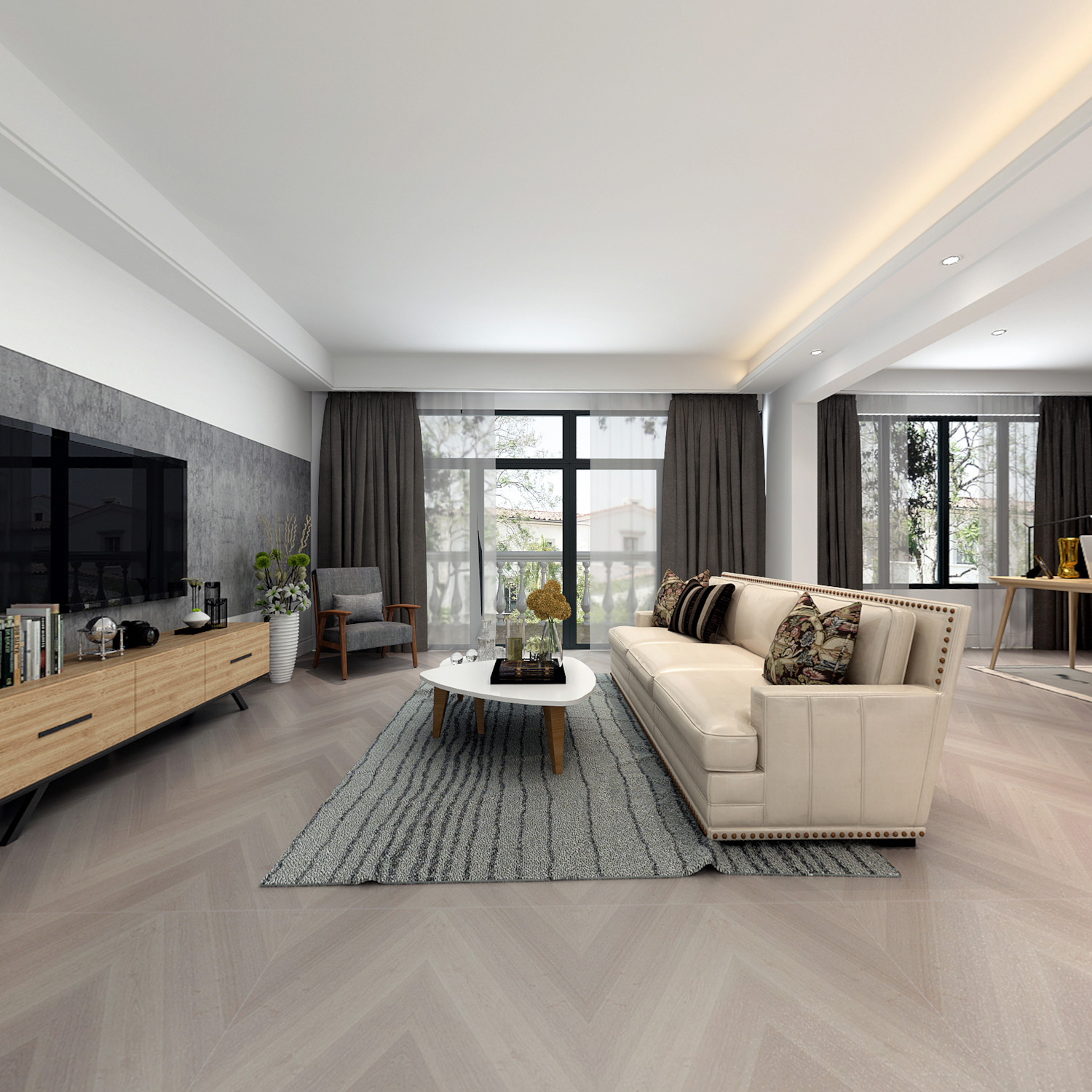 灰白强化地板效果图设计推荐