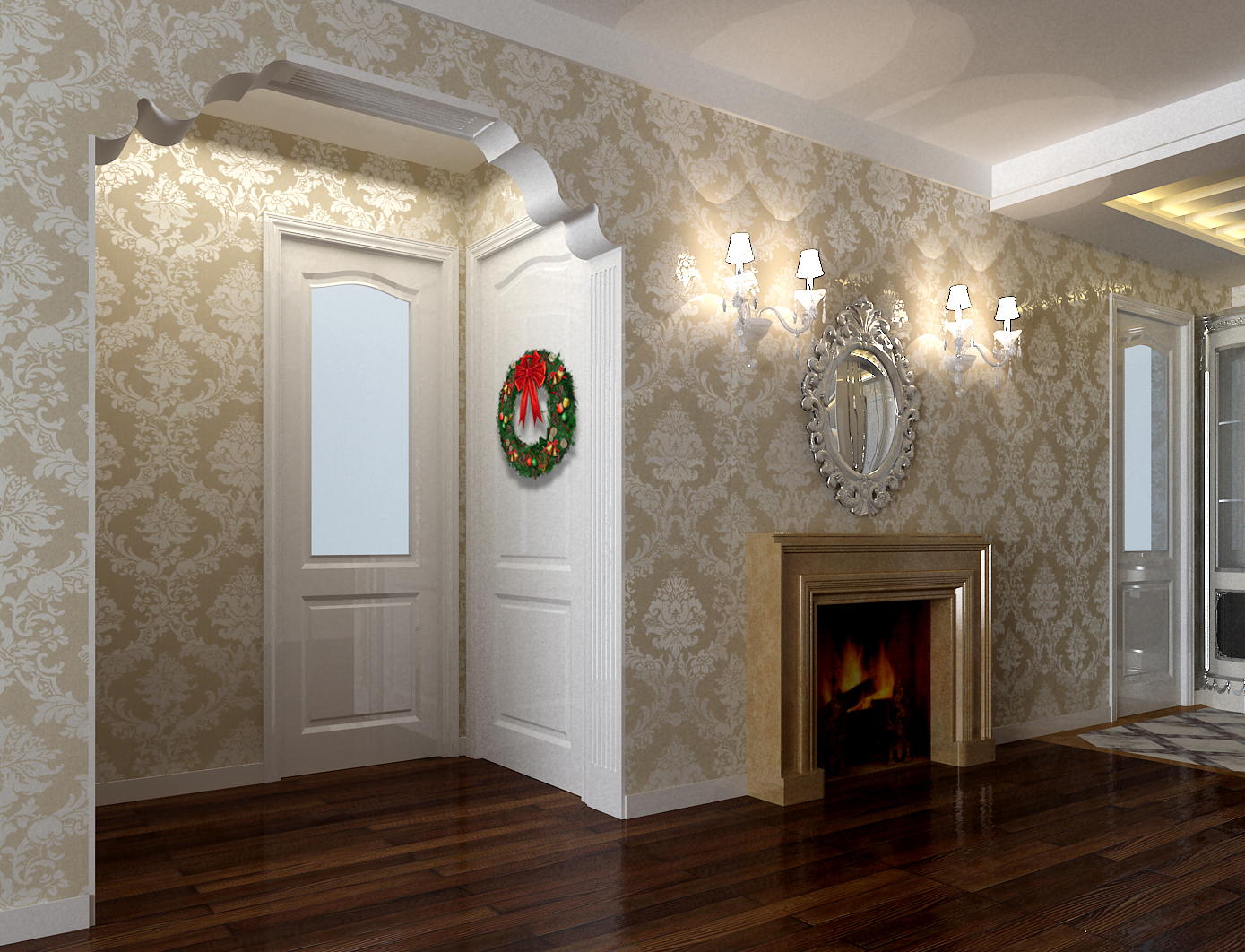 田园风格大幅风景壁画，让客厅餐厅焕然一新