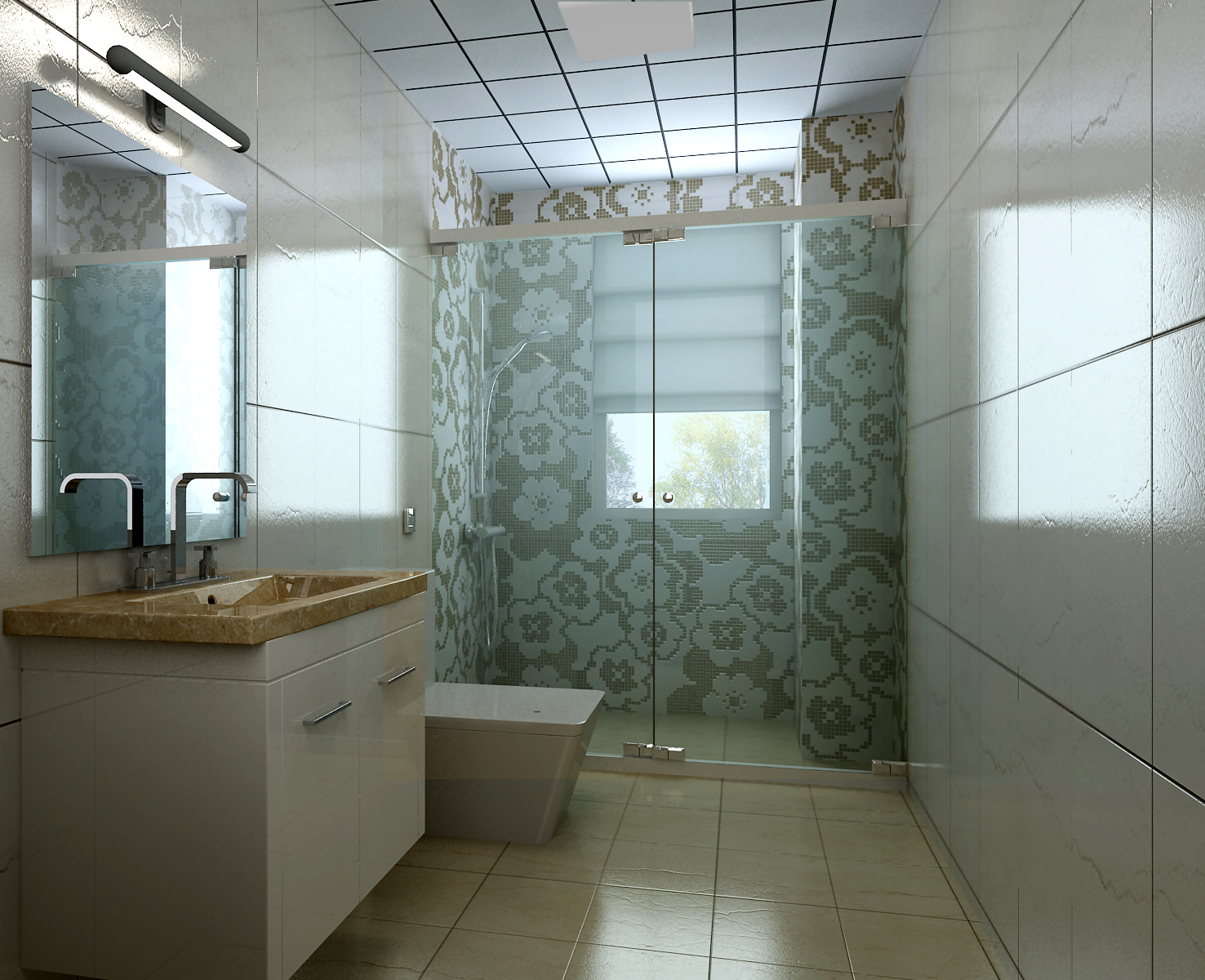 卫生间拼接墙砖效果图：创意与实用兼备的设计灵感