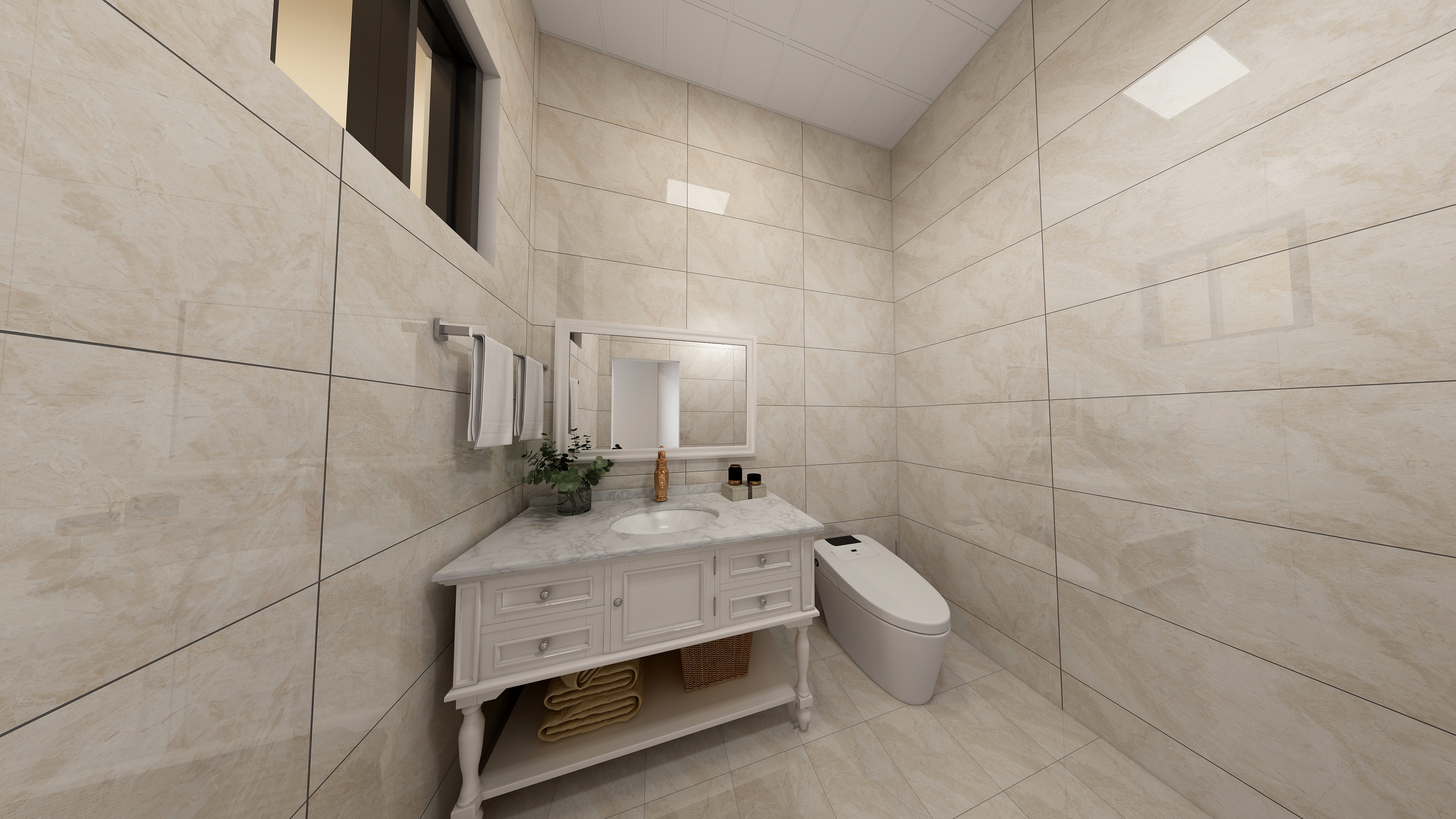 回字型下水卫生间设计效果图及空间优化方案