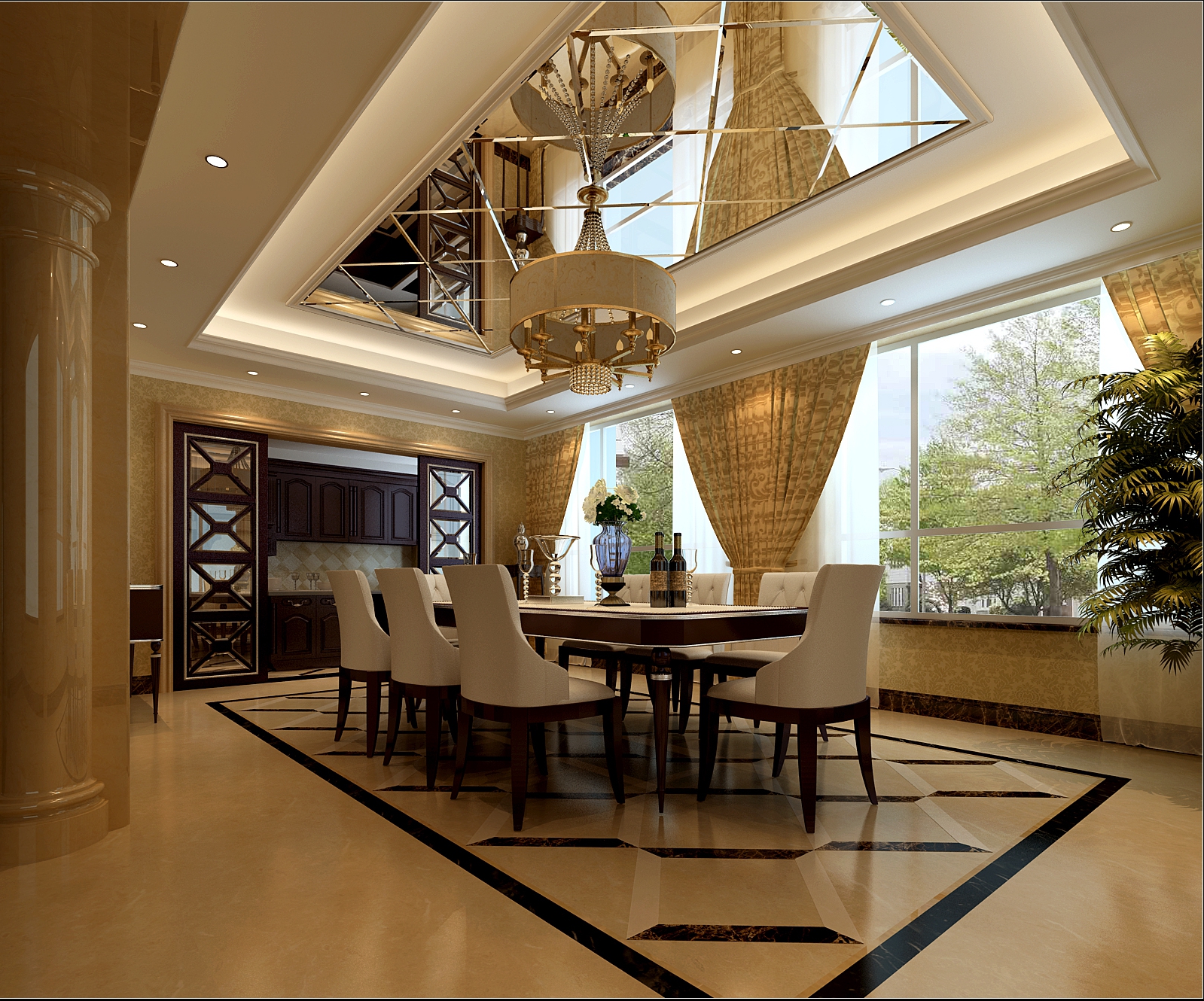 多变的三角形棚顶造型效果图，打造别致空间设计