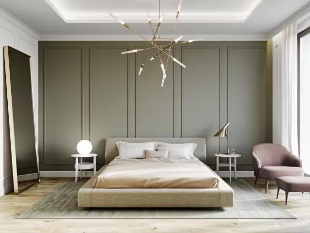 浅灰色地板砖搭配卧室门和衣柜的流行色选技巧
