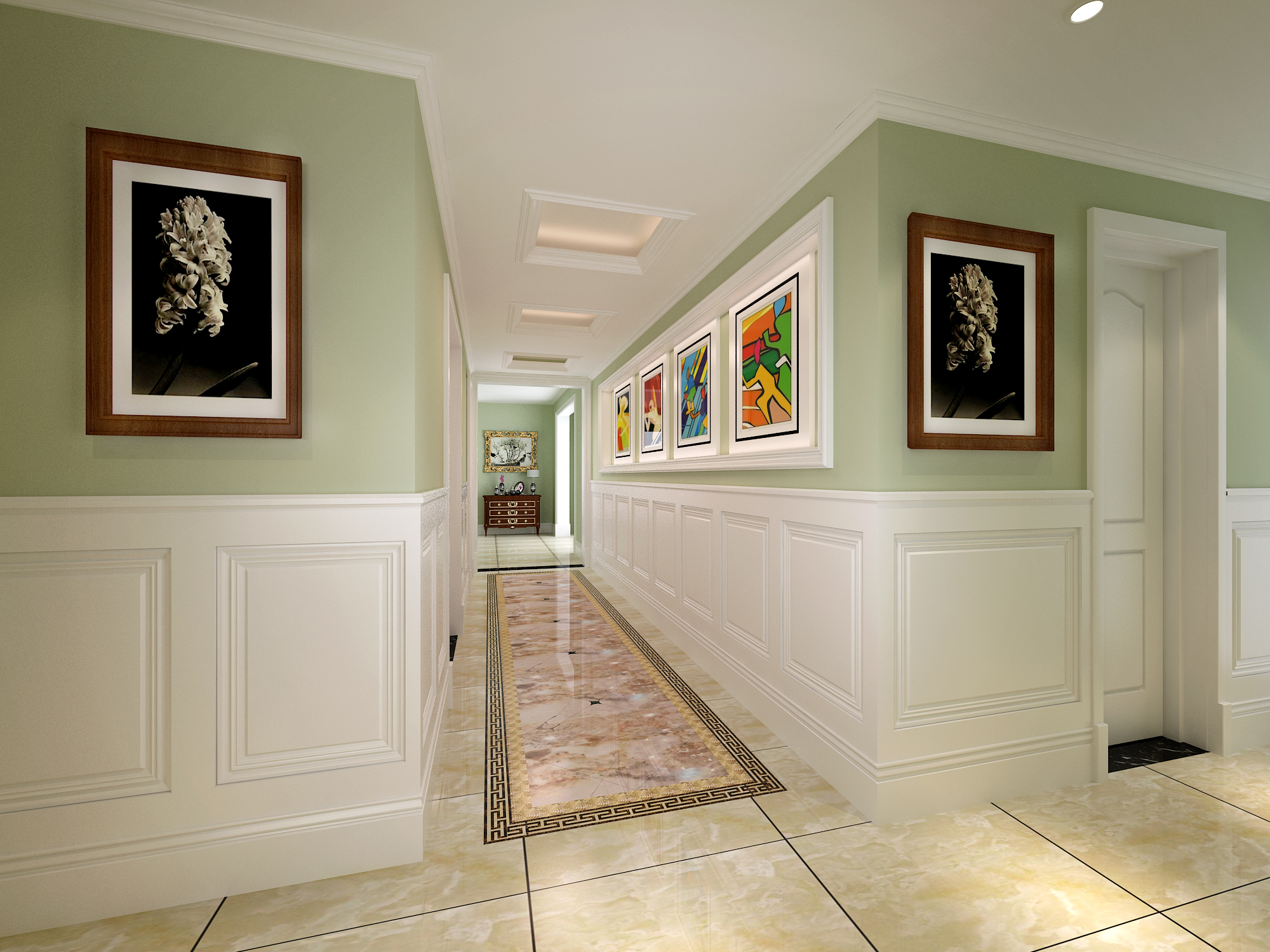 走廊颜色效果图如何提升空间氛围？