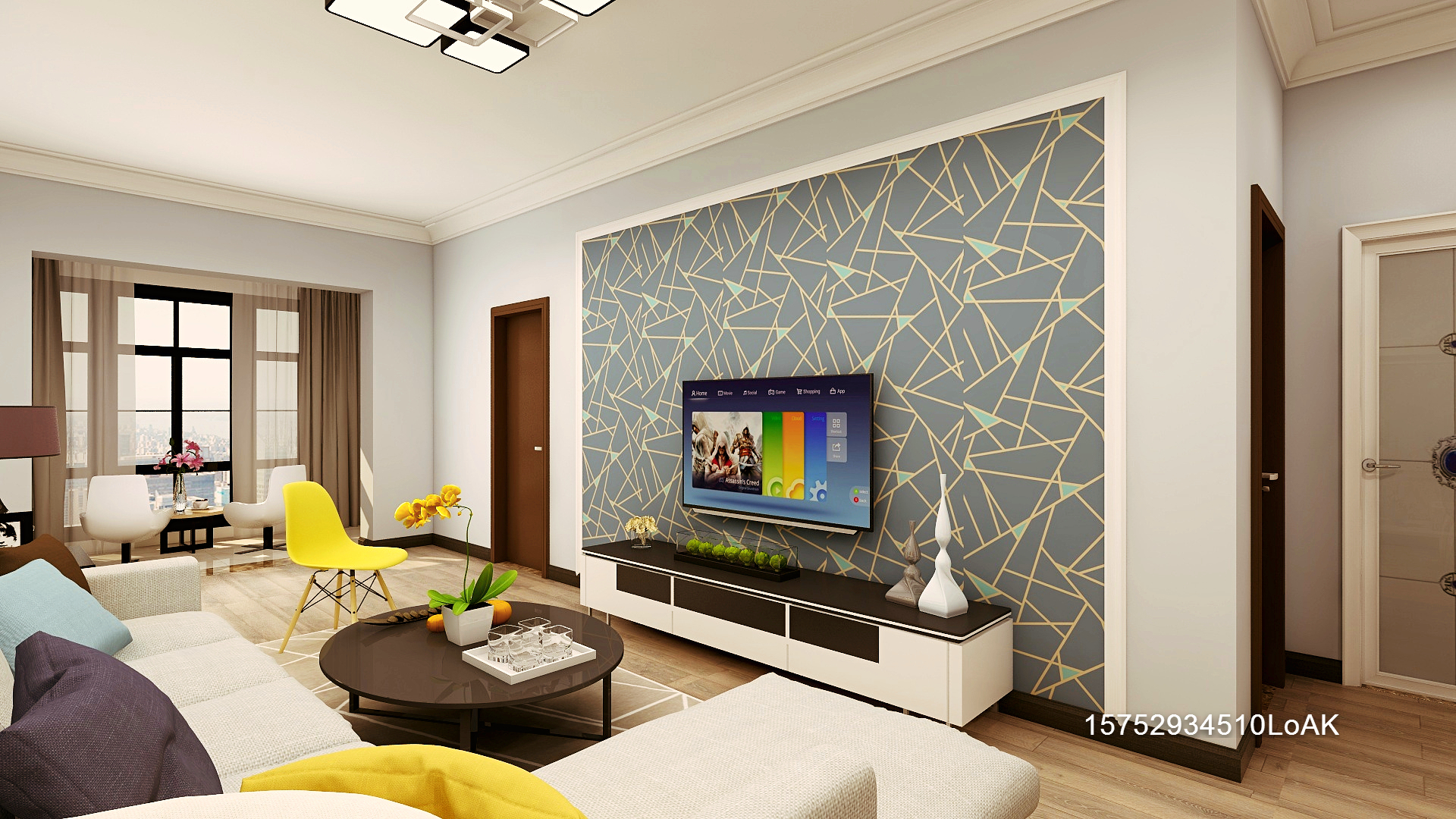 巧妙设计共用墙，让电视墙与卧室功能完美结合