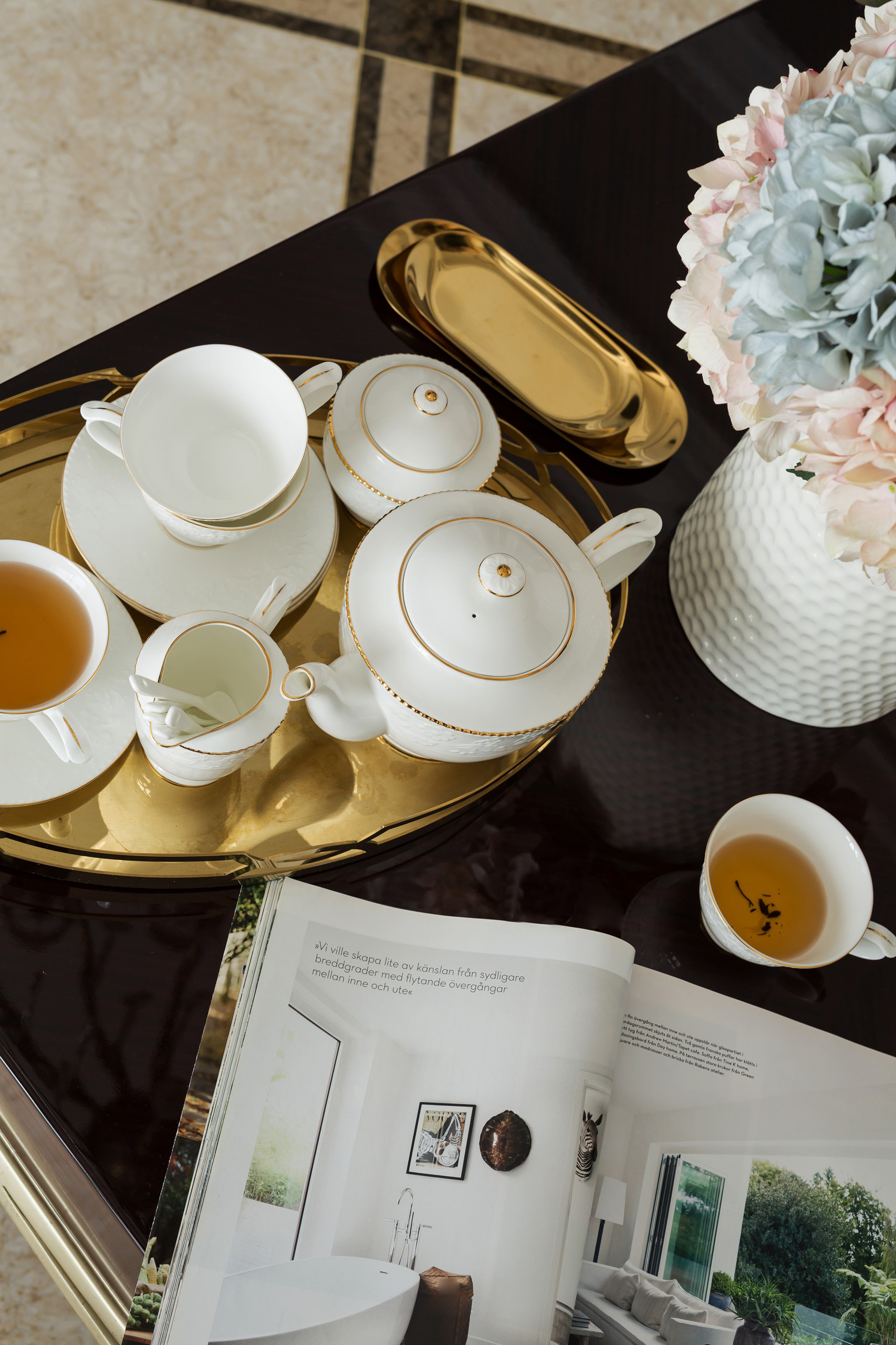 茶桌杯子摆放效果图设计，提升空间美感
