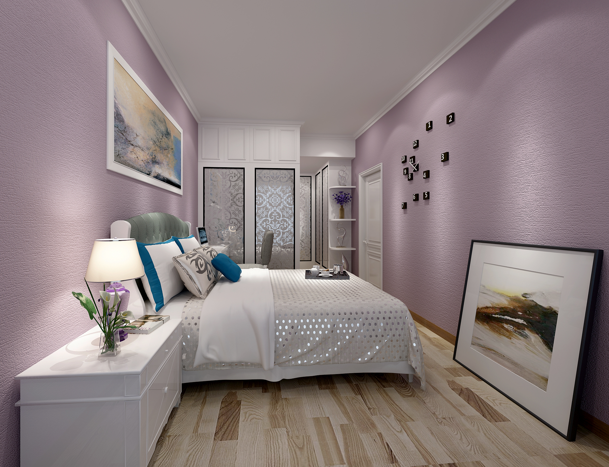 紫色背景墙打造浪漫温馨家居氛围