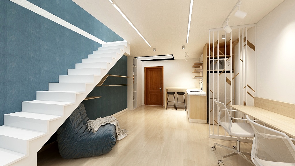 二层格楼楼梯设计，提升家装空间美学