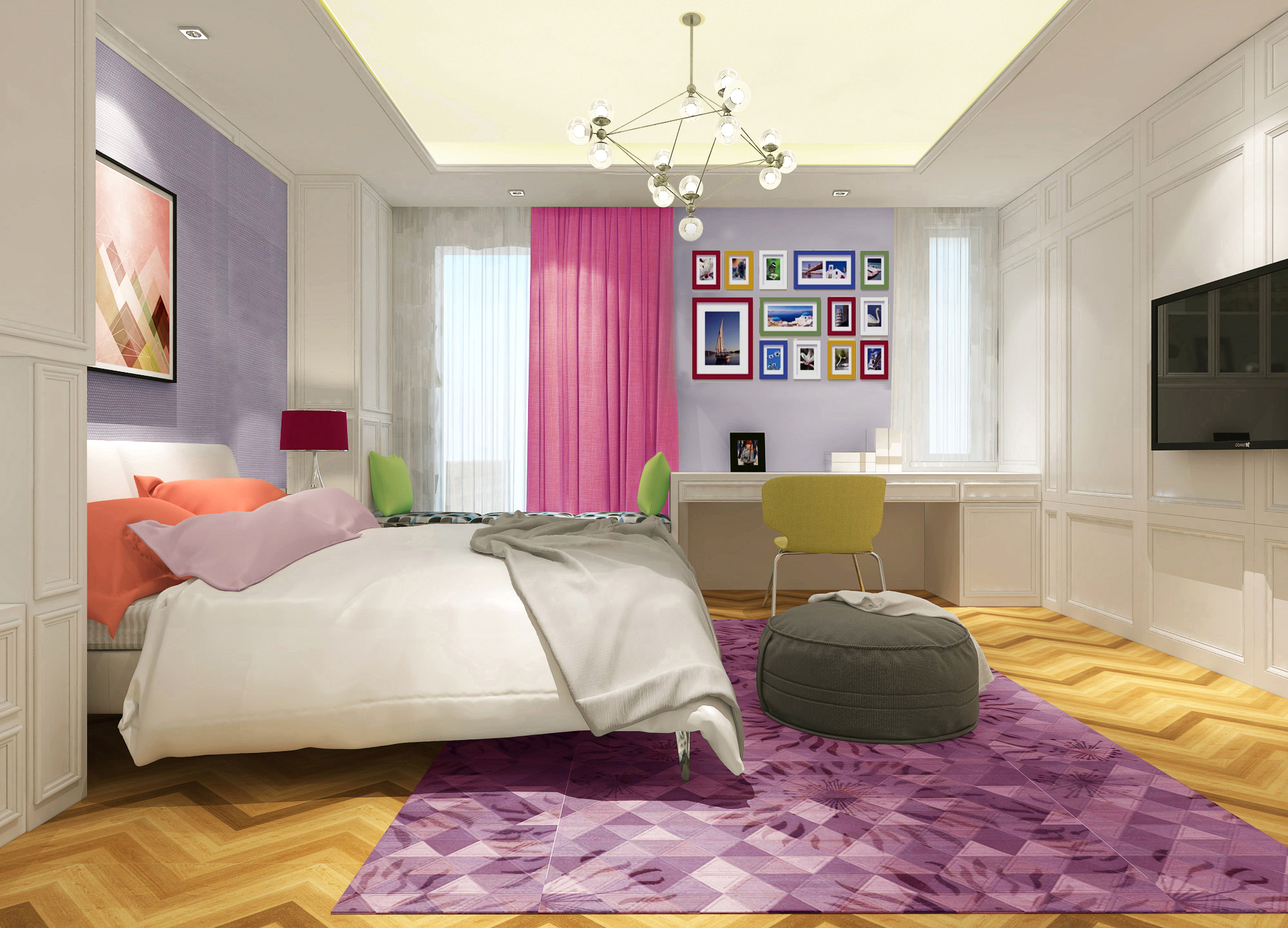 紫色与橙色装修搭配效果图：打造独特视觉冲击力的家装设计