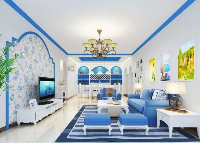 红色搭配天蓝色装修效果图赏析