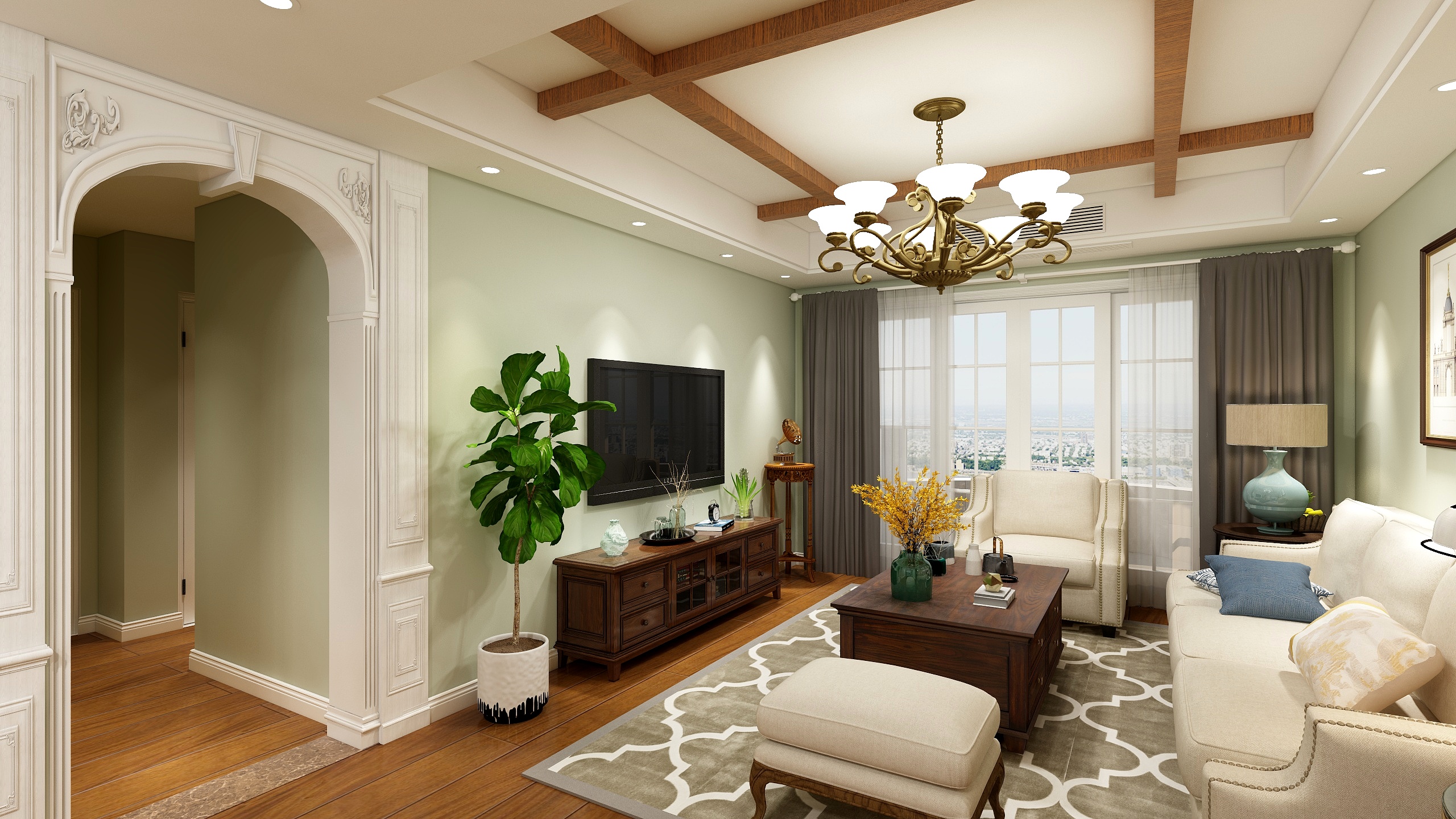美式客厅装修效果图，优雅与舒适的完美融合