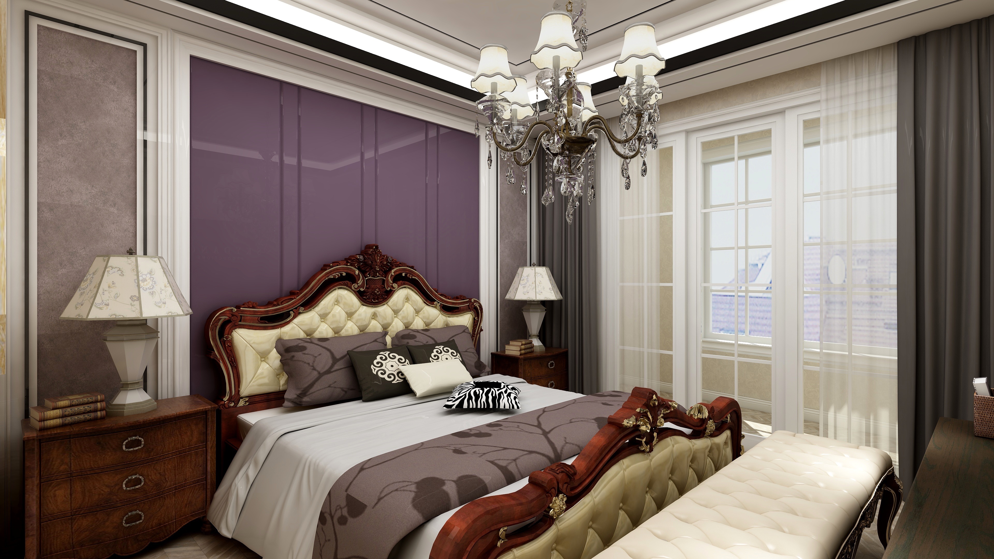 红色与紫色搭配的家装效果图创意设计