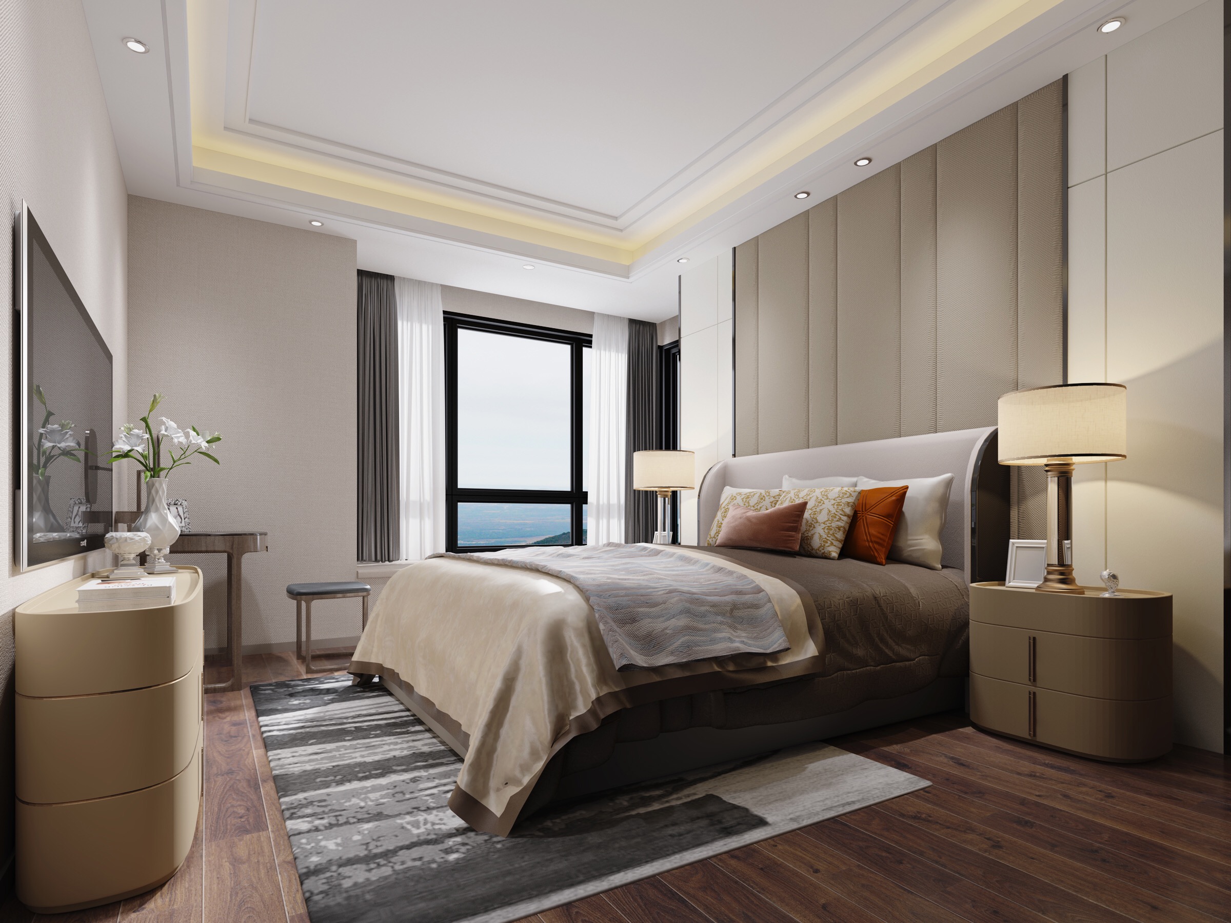 胡桃木色与灰色搭配效果图的灵感设计