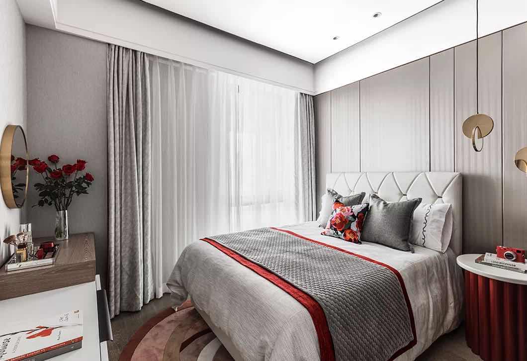 红色加亚麻灰色家装搭配效果图解析