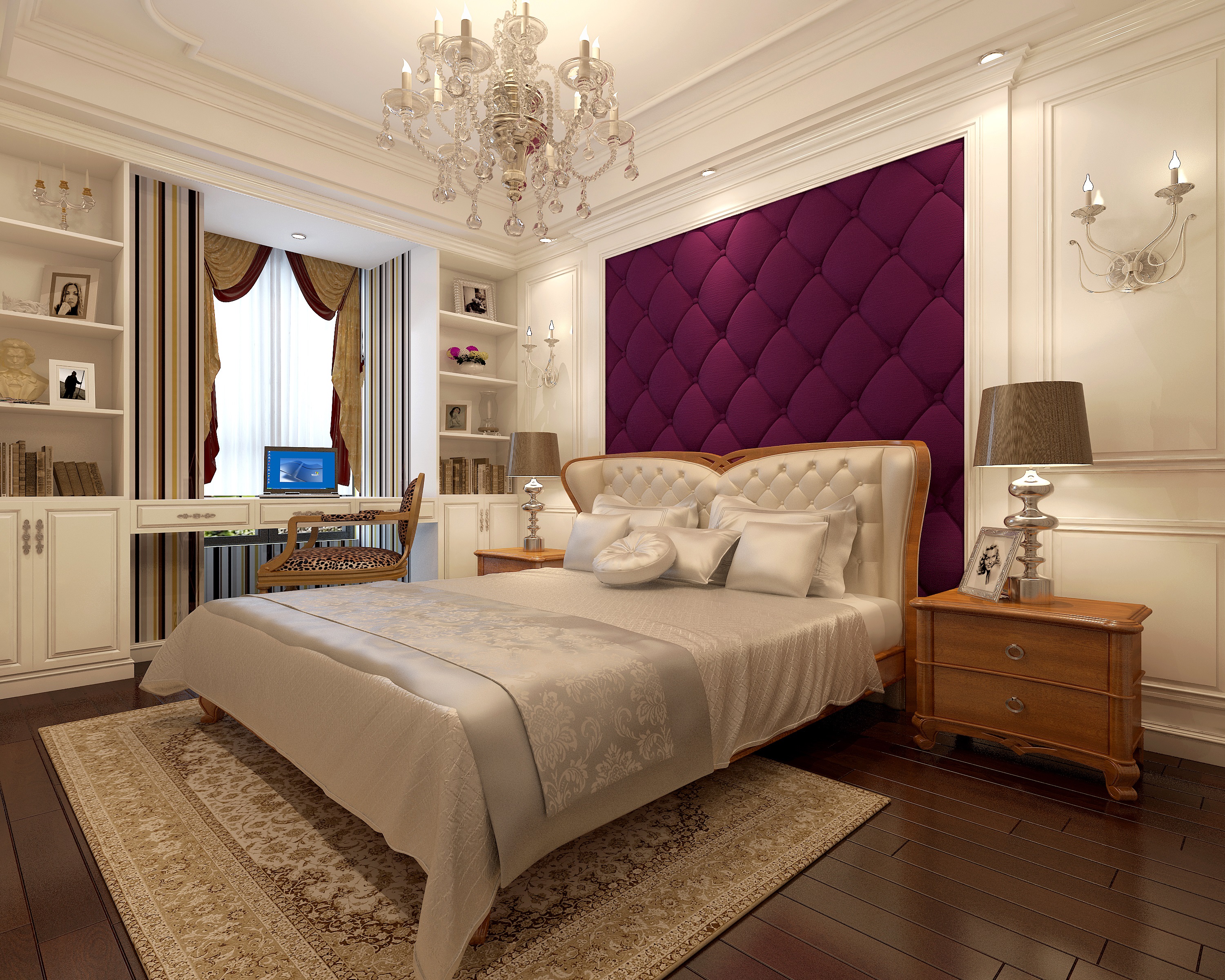 红色与紫色搭配的家装效果图创意设计