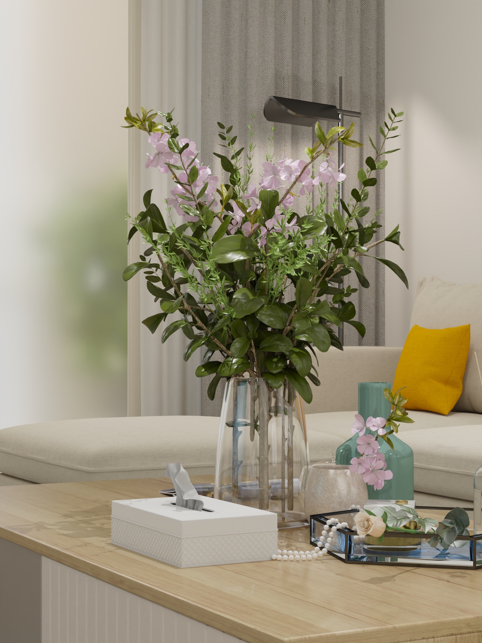 桌面花朵摆放效果图：提升你的家居品味与美感