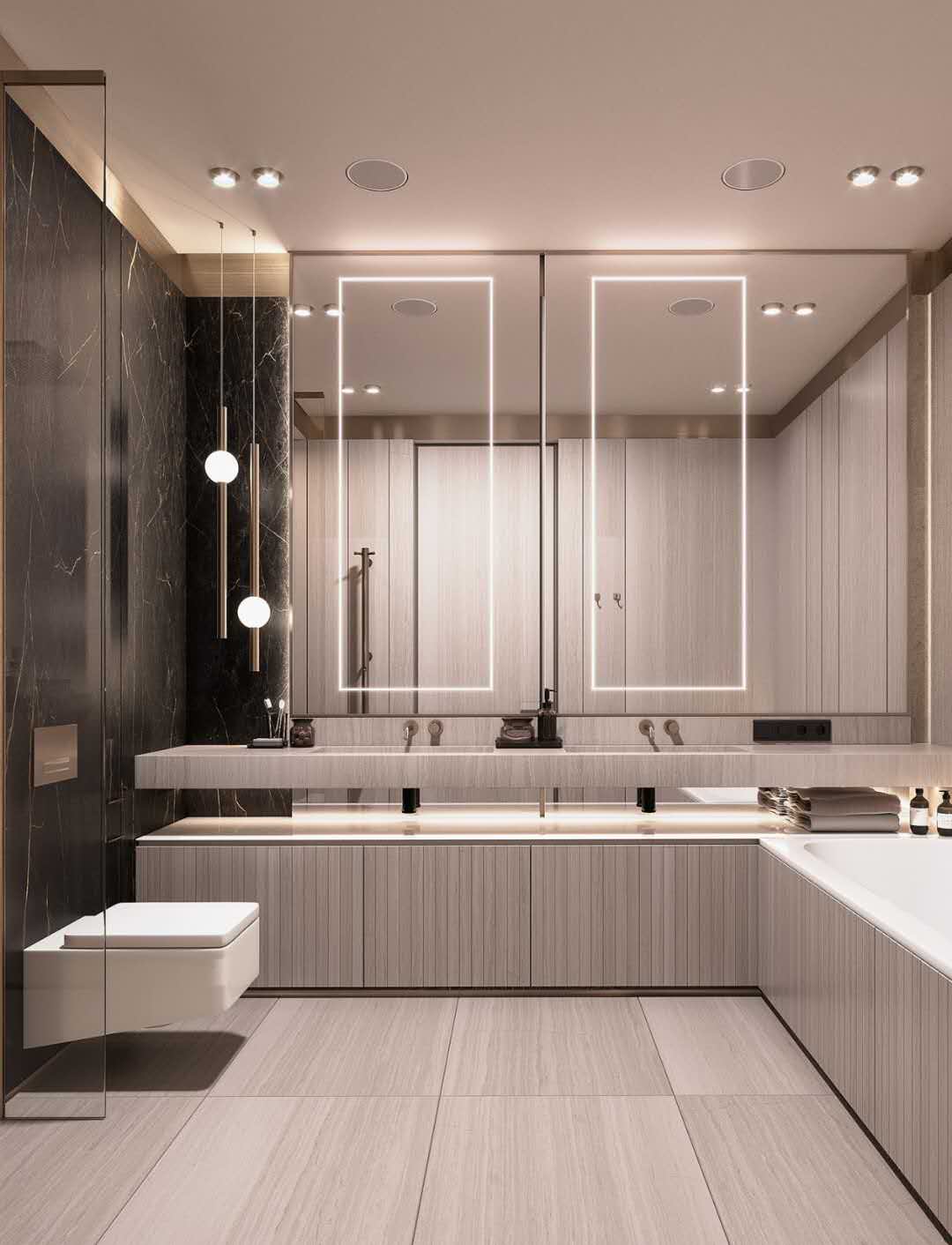 洗漱台装修效果图：现代简约案例，百安居定制指南