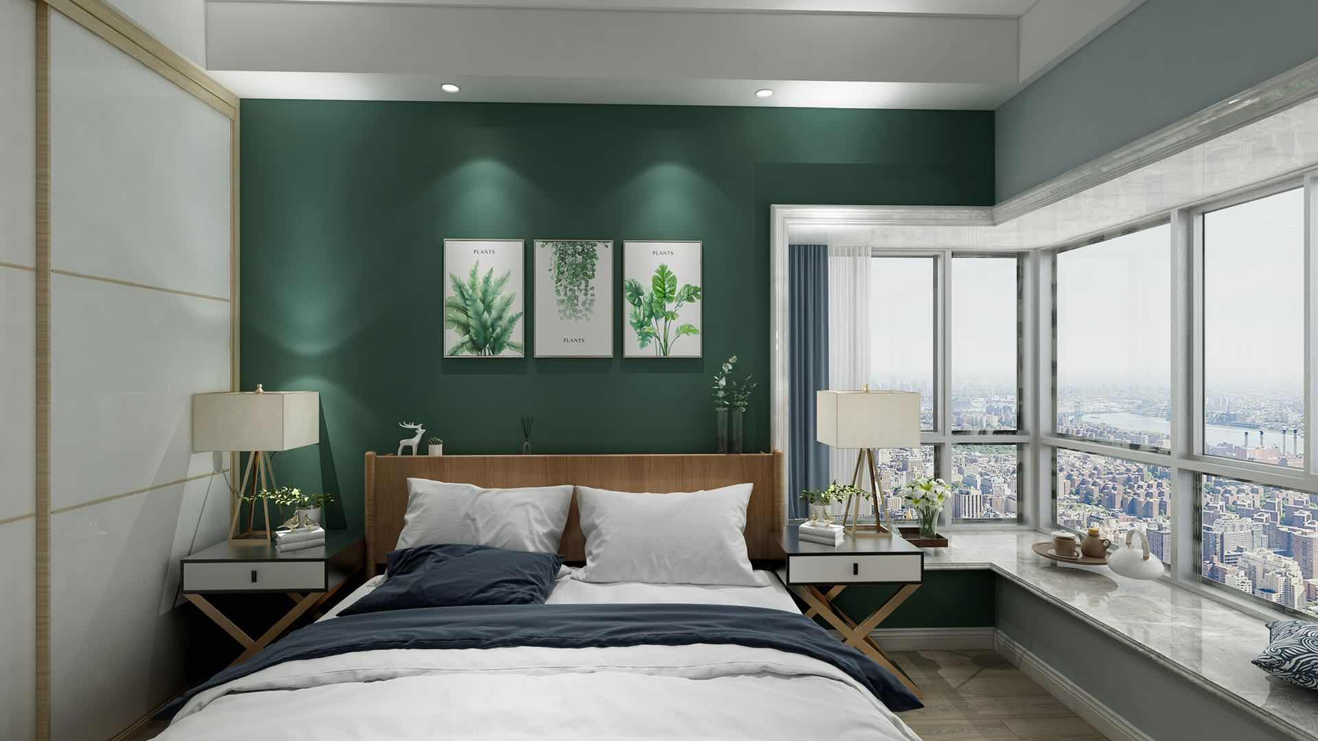 青绿山水画背景墙：高雅与自然的完美结合