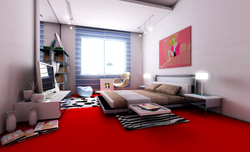 红色驿站设计效果图，打造温暖现代家居空间