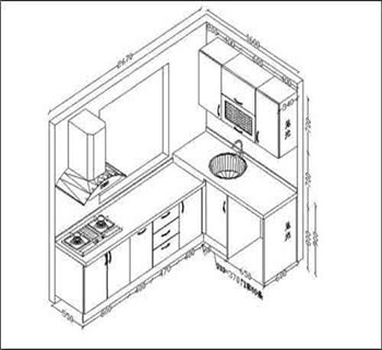 家庭厨房整体橱柜  整体橱柜的尺寸