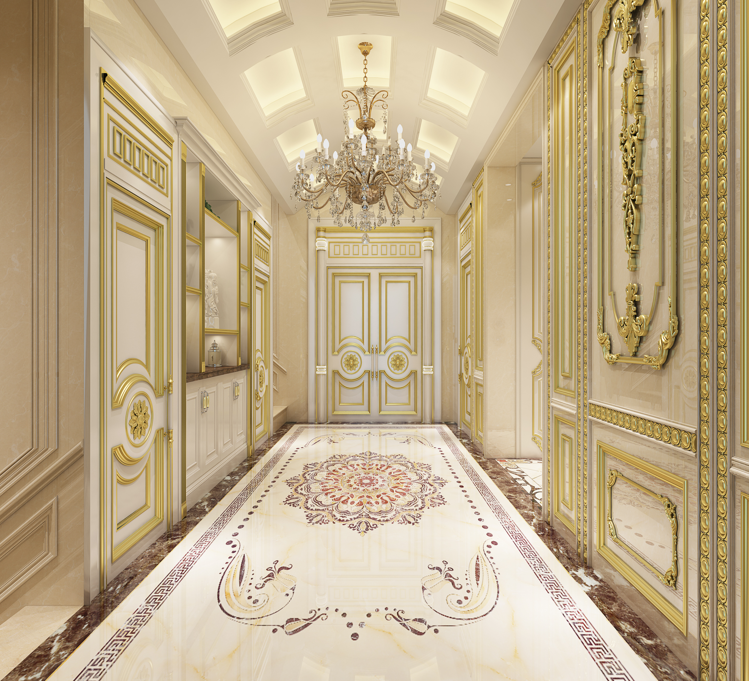 门口大理石地面效果图：呈现奢华与现代质感的理想选择